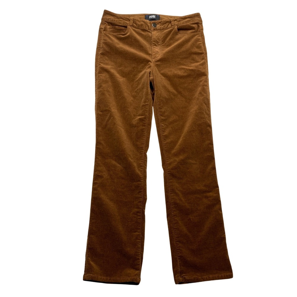 Paige Dark Argan Brown Corduroy Straight Leg Pants Womens 27 Grunge Boho Preppy